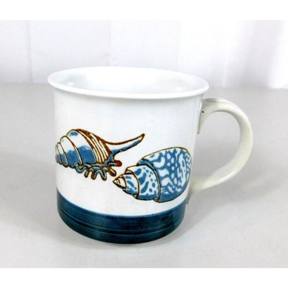 Seashell Coffee Mug Cup Teacup White/Blue Ceramic - Picture 8 of 11
